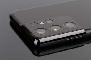 Close-up of the camera of the new Samsung S21 Ultra.