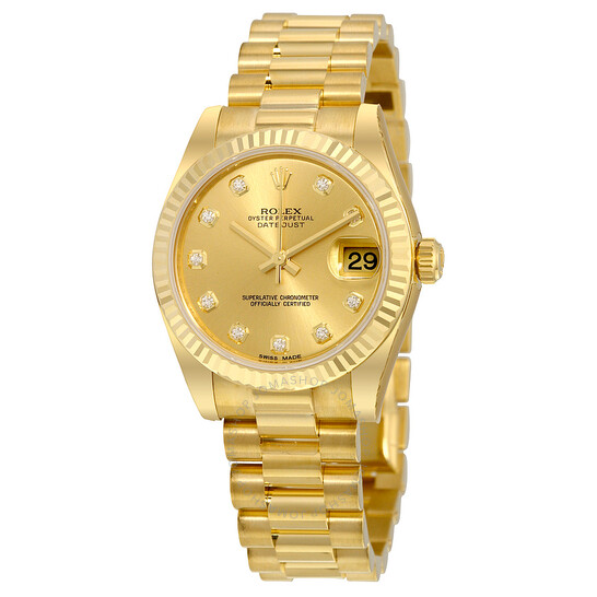  Rolex Lady-Datejust 31 Champagne Dial 18K Yellow Gold President Automatic Ladies